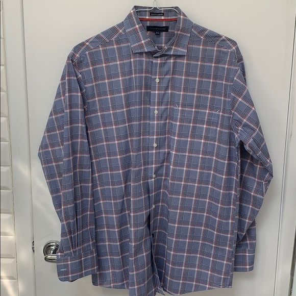 Tommy Hilfiger red white blue plaid button down
